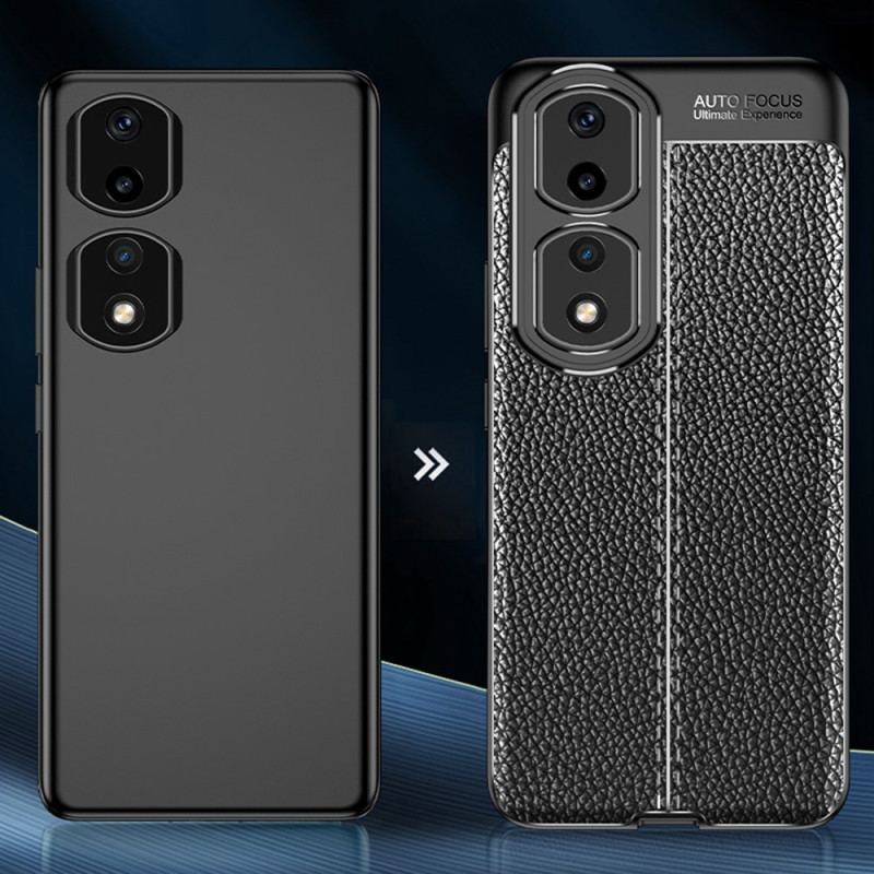 Capa De Celular Para Honor 90 Pro Efeito Couro Lichia Linha Dupla