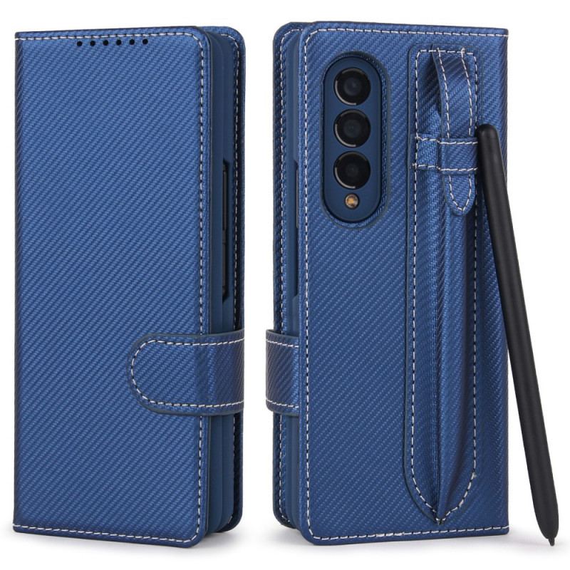 Capa De Celular Capa Em Pele Para Samsung Galaxy Z Fold 3 5G Porta Caneta Destacável