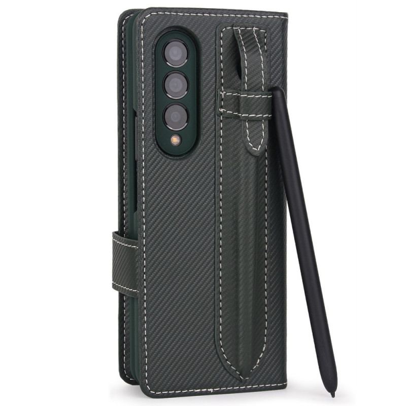 Capa De Celular Capa Em Pele Para Samsung Galaxy Z Fold 3 5G Porta Caneta Destacável