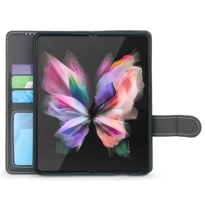 Capa De Celular Capa Em Pele Para Samsung Galaxy Z Fold 3 5G Porta Caneta Destacável