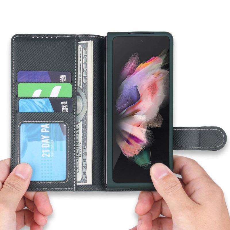 Capa De Celular Capa Em Pele Para Samsung Galaxy Z Fold 3 5G Porta Caneta Destacável