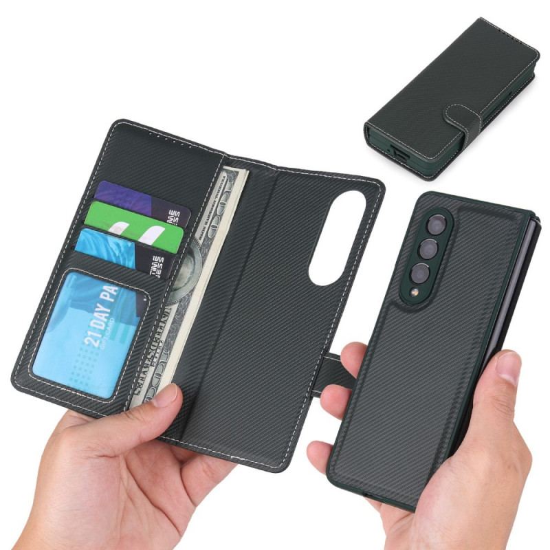 Capa De Celular Capa Em Pele Para Samsung Galaxy Z Fold 3 5G Porta Caneta Destacável