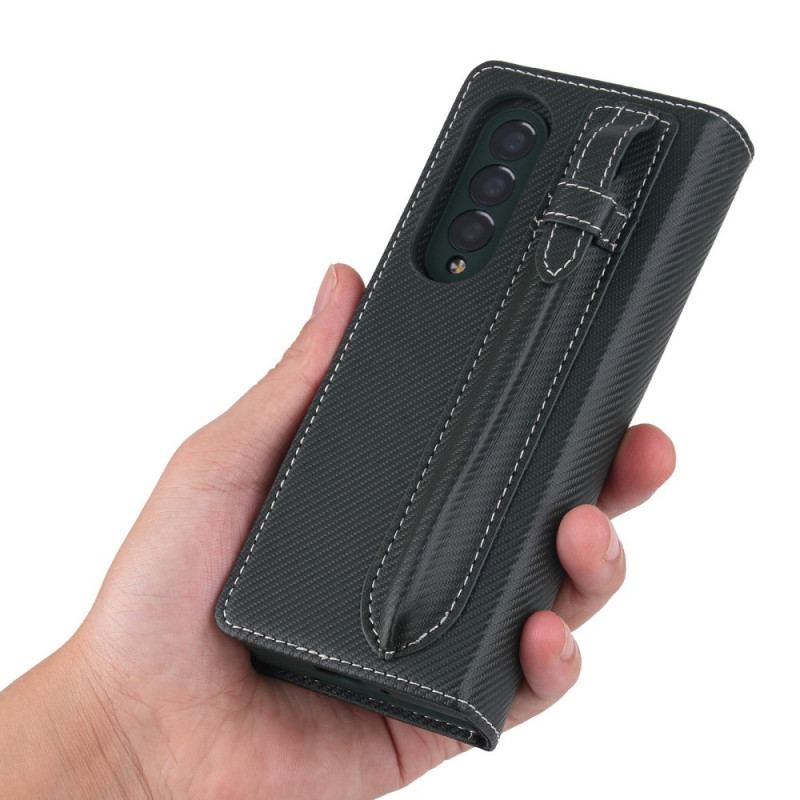 Capa De Celular Capa Em Pele Para Samsung Galaxy Z Fold 3 5G Porta Caneta Destacável