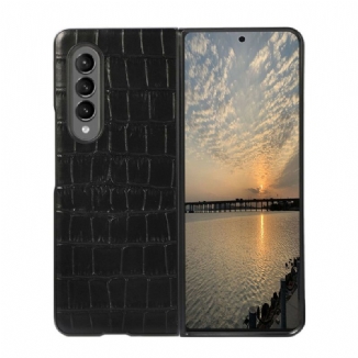 Capa De Celular Para Samsung Galaxy Z Fold 3 5G Couro De Crocodilo Genuíno