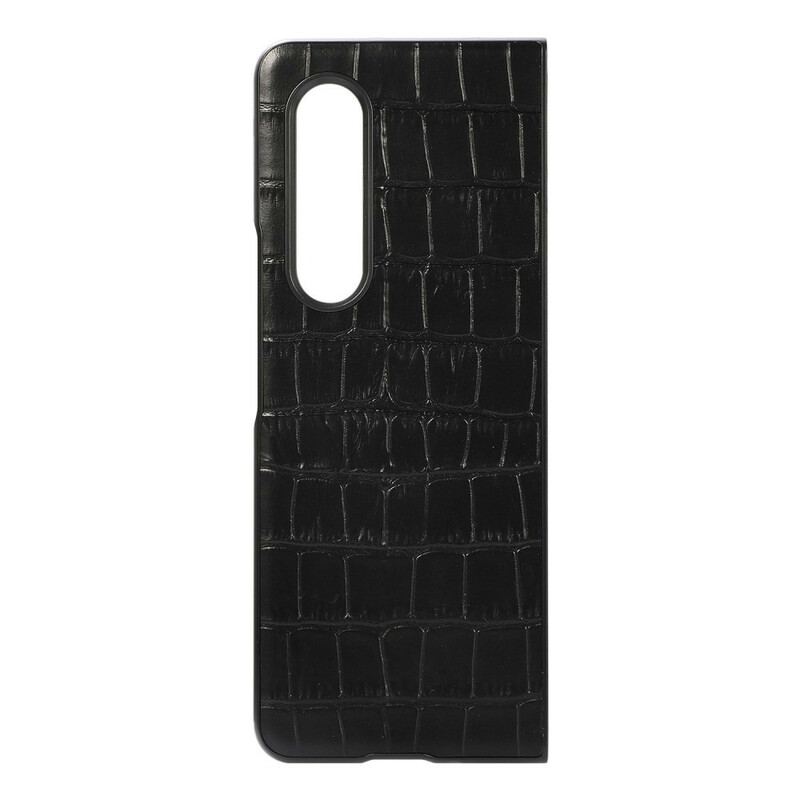 Capa De Celular Para Samsung Galaxy Z Fold 3 5G Couro De Crocodilo Genuíno