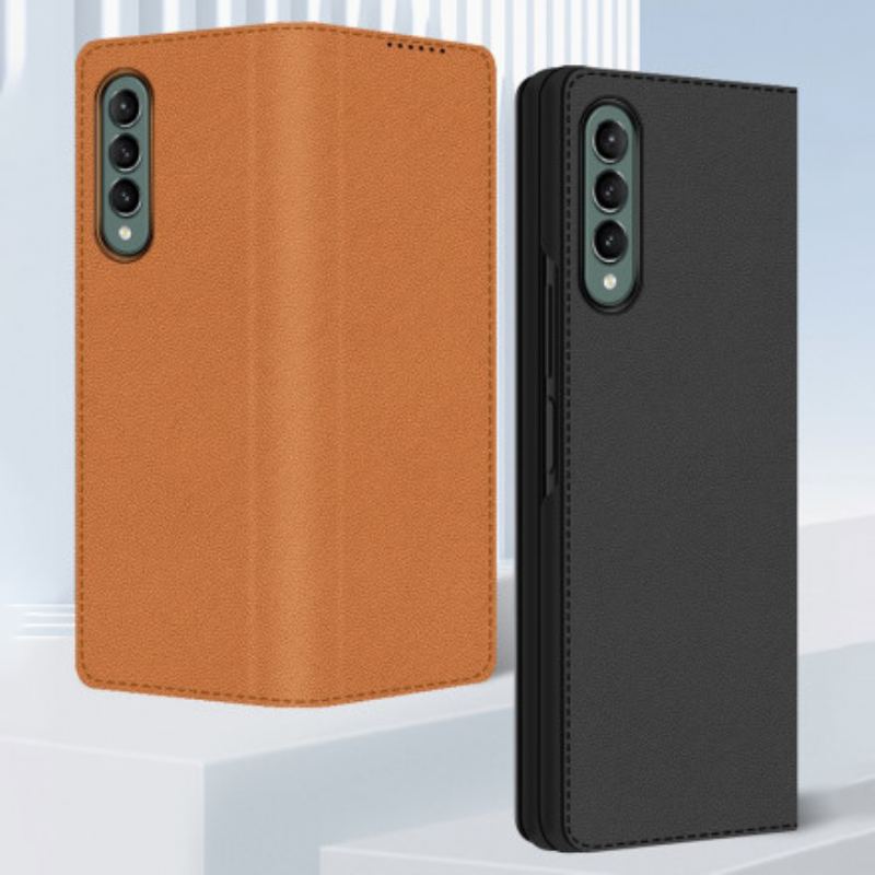 Capa De Celular Para Samsung Galaxy Z Fold 3 5G Flip Couro Rachado Com Toque De Pele