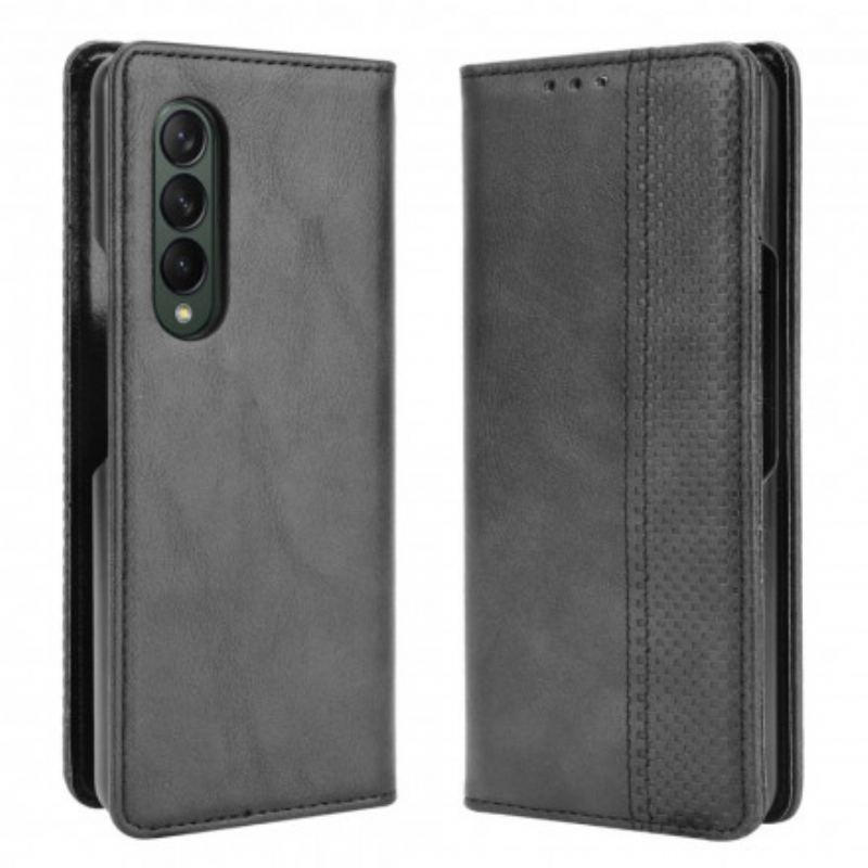 Capa De Celular Para Samsung Galaxy Z Fold 3 5G Flip Efeito Couro Estilizado