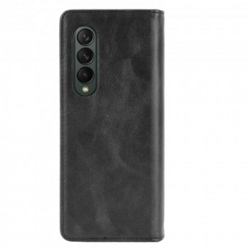 Capa De Celular Para Samsung Galaxy Z Fold 3 5G Flip Efeito Couro Estilizado