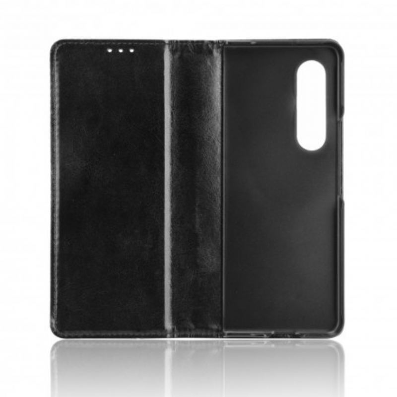 Capa De Celular Para Samsung Galaxy Z Fold 3 5G Flip Efeito Couro Estilizado