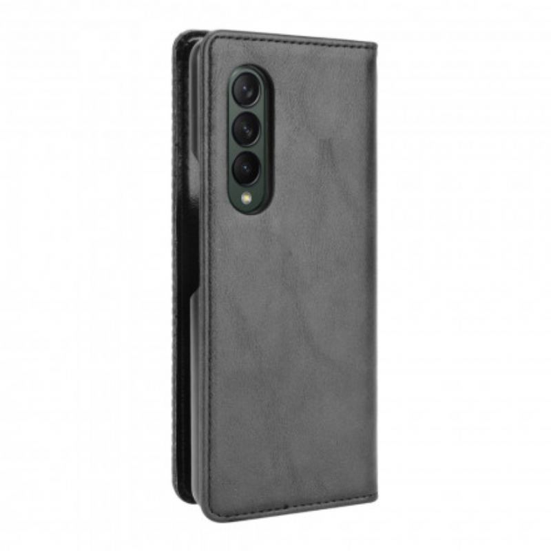 Capa De Celular Para Samsung Galaxy Z Fold 3 5G Flip Efeito Couro Estilizado