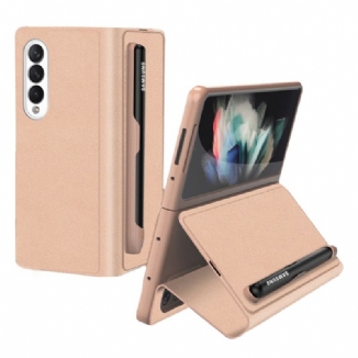 Capa De Celular Para Samsung Galaxy Z Fold 3 5G Flip Suporte Para Caneta De Couro Sintético