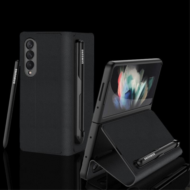 Capa De Celular Para Samsung Galaxy Z Fold 3 5G Flip Suporte Para Caneta De Couro Sintético