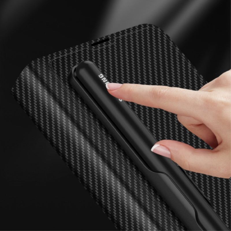 Capa De Celular Para Samsung Galaxy Z Fold 3 5G Flip Suporte Para Caneta De Couro Sintético