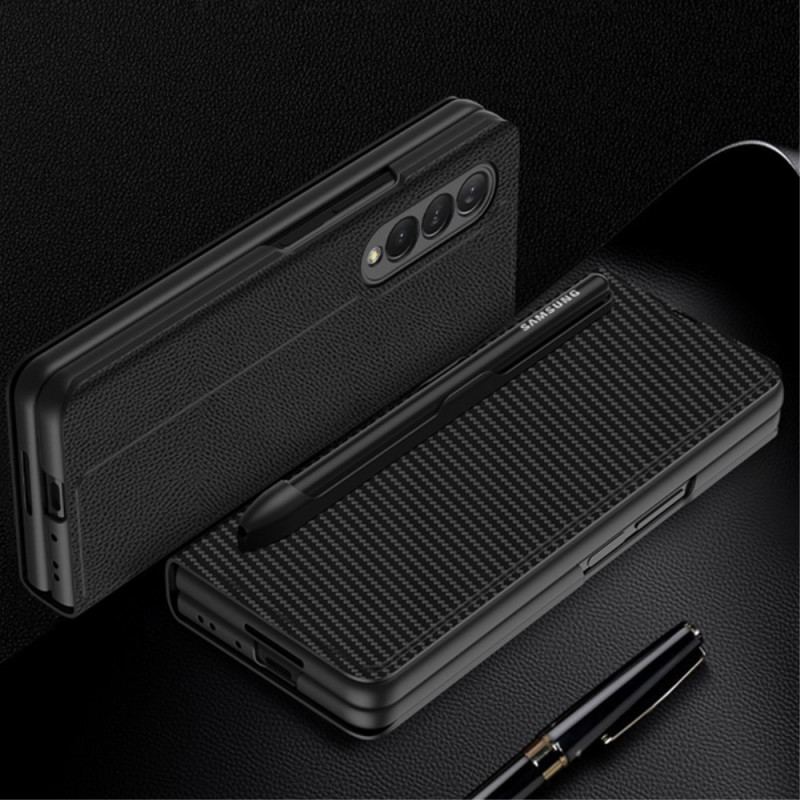 Capa De Celular Para Samsung Galaxy Z Fold 3 5G Flip Suporte Para Caneta De Couro Sintético