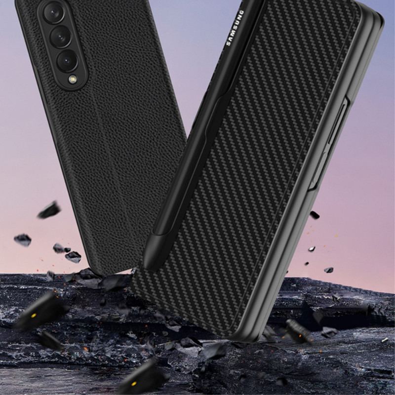 Capa De Celular Para Samsung Galaxy Z Fold 3 5G Flip Suporte Para Caneta De Couro Sintético