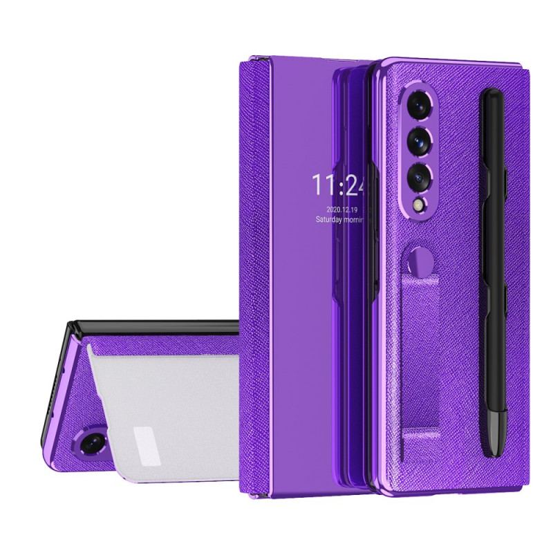 Capa De Celular Para Samsung Galaxy Z Fold 3 5G Flip Suporte Para Caneta Espelho E Alça