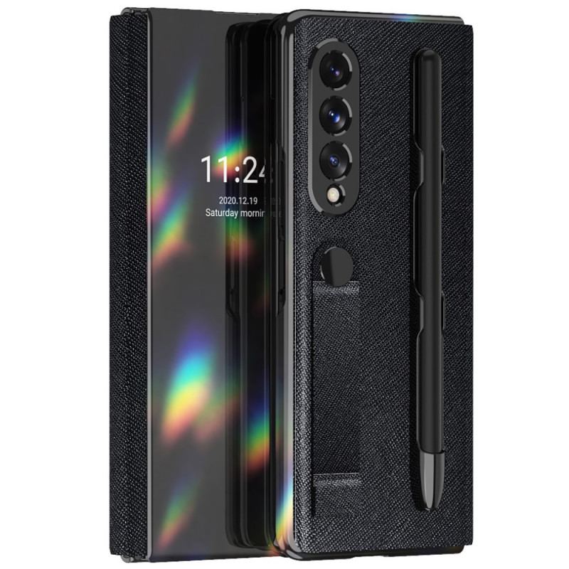 Capa De Celular Para Samsung Galaxy Z Fold 3 5G Flip Suporte Para Caneta Espelho E Alça