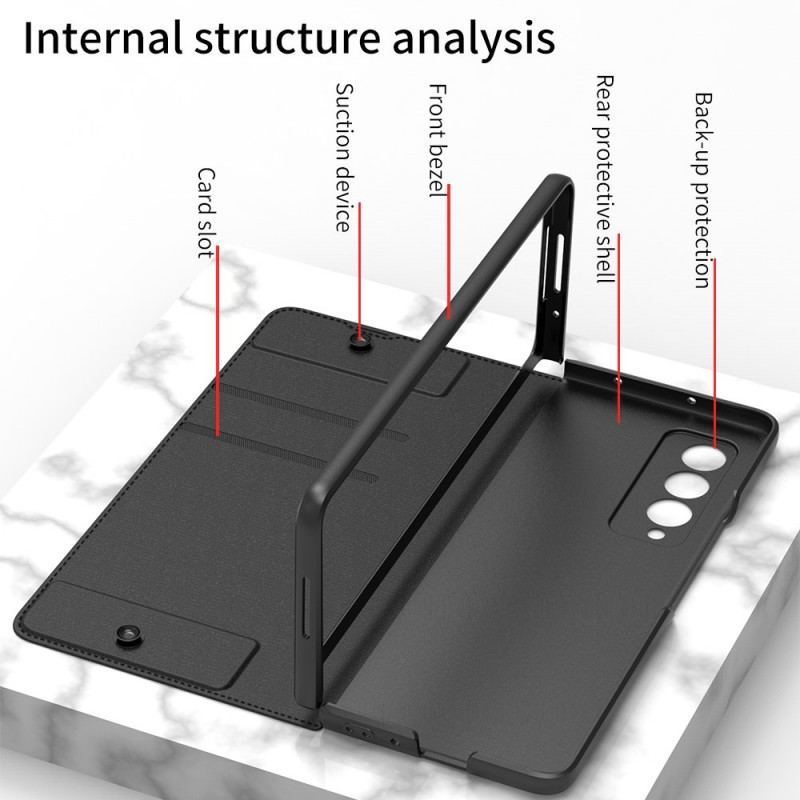 Capa De Celular Para Samsung Galaxy Z Fold 3 5G Flip Suporte Para Caneta Gkk De Couro Sintético