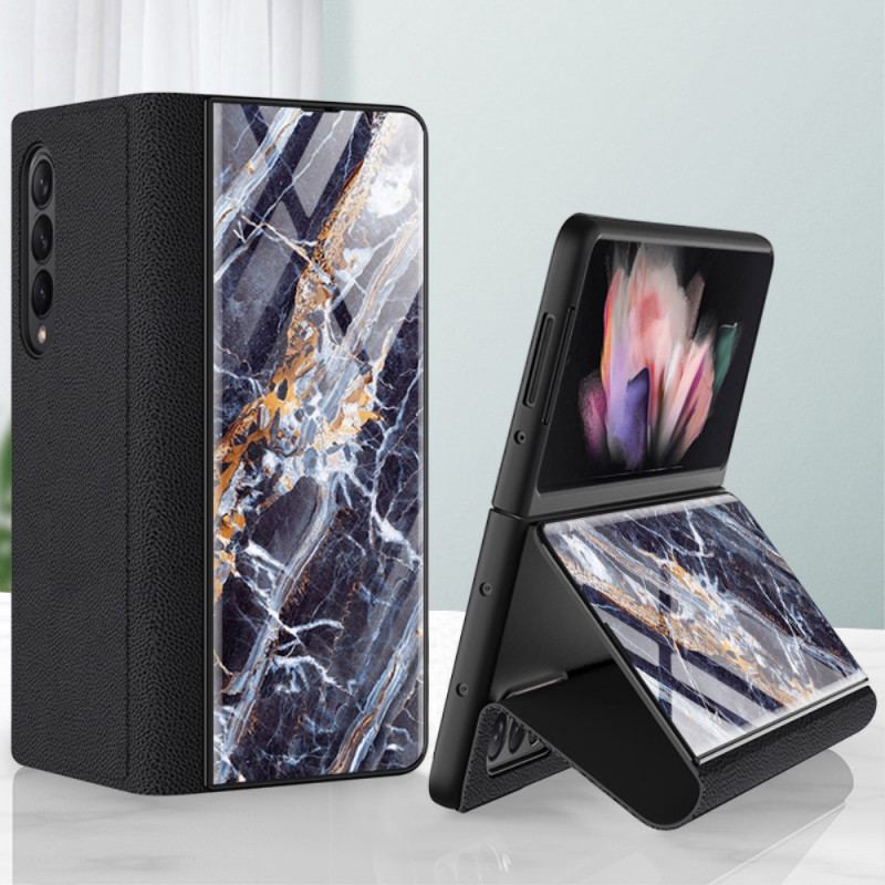 Capa De Celular Para Samsung Galaxy Z Fold 3 5G Flip Vidro Temperado Efeito Mármore