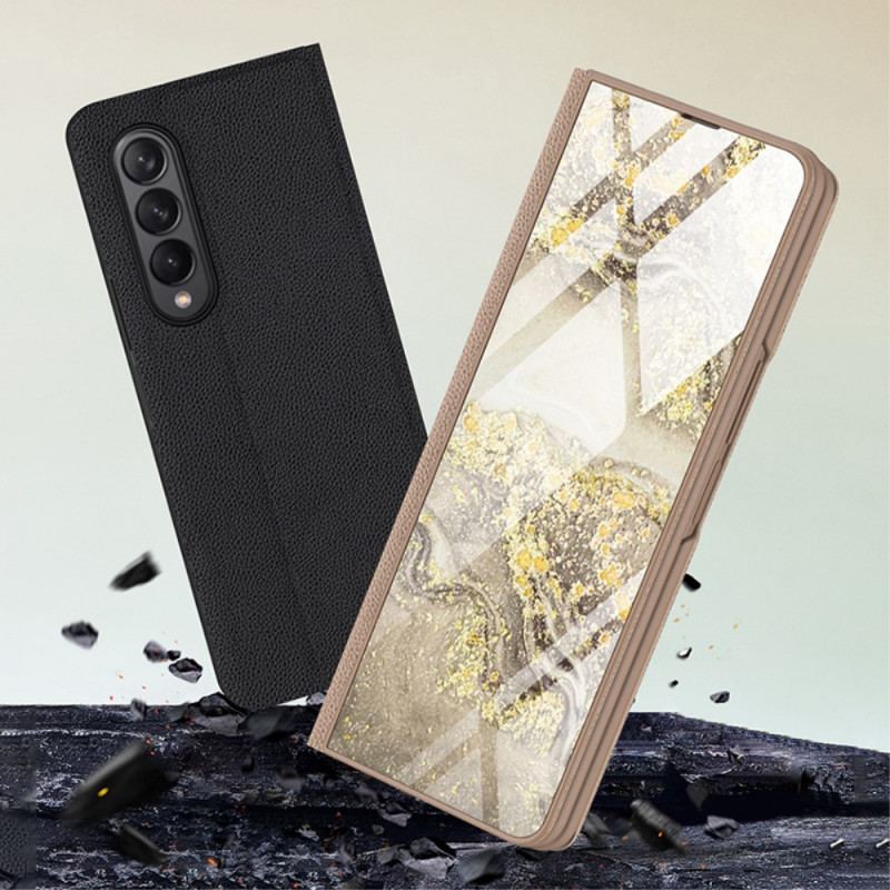 Capa De Celular Para Samsung Galaxy Z Fold 3 5G Flip Vidro Temperado Efeito Mármore