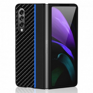 Capa De Celular Para Samsung Galaxy Z Fold 3 5G Linha Fibra De Carbono