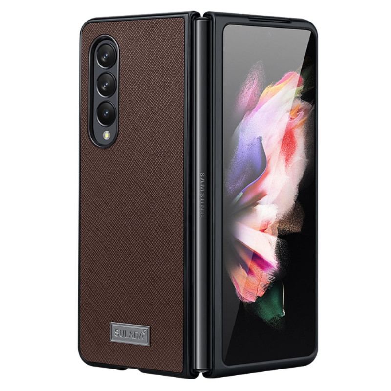 Capa De Celular Para Samsung Galaxy Z Fold 3 5G Sulada Couro Sintético Texturizado