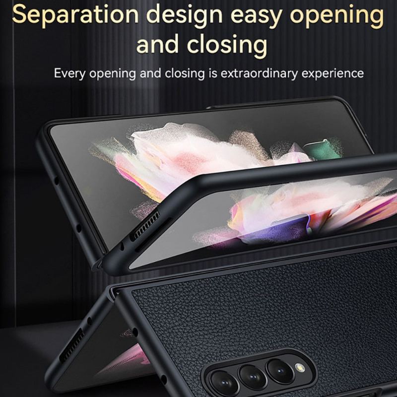 Capa De Celular Para Samsung Galaxy Z Fold 3 5G Sulada Couro Sintético Texturizado