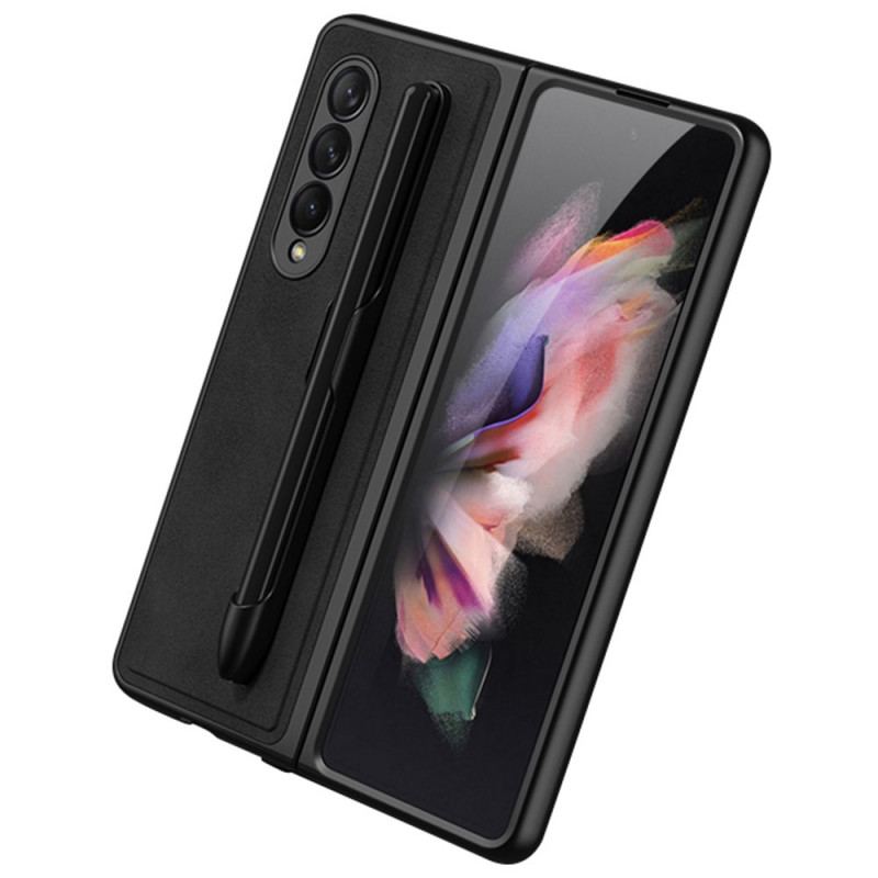 Capa De Celular Para Samsung Galaxy Z Fold 3 5G Suporte Para Estilete Efeito Couro Gkk