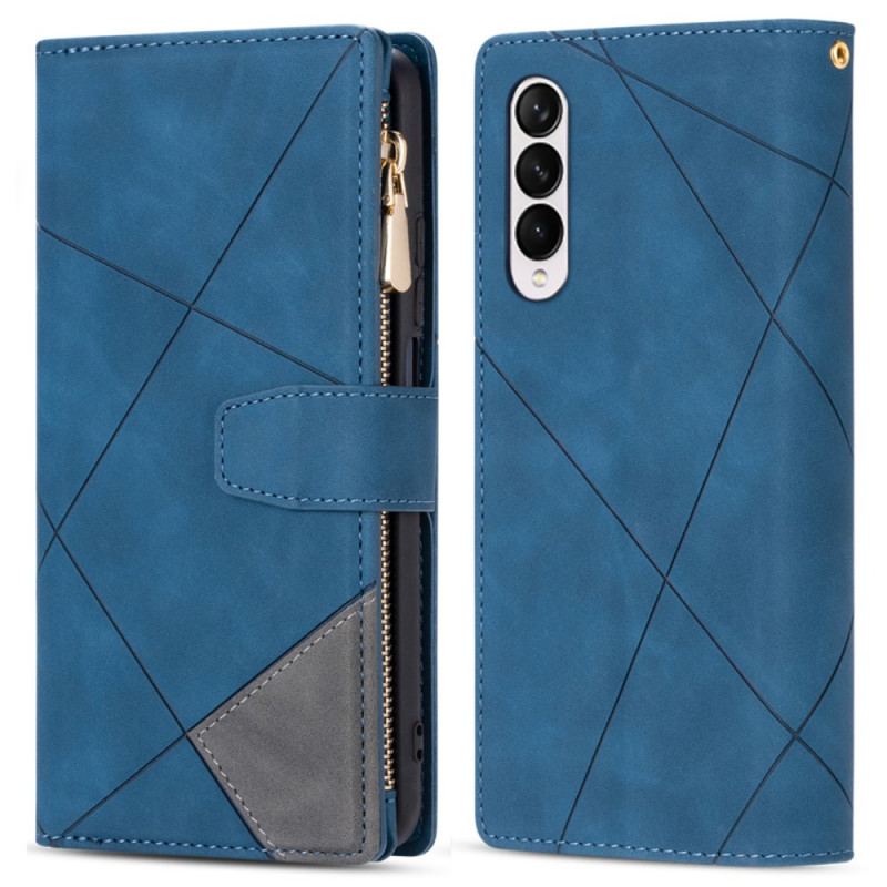 Capa De Couro Para Samsung Galaxy Z Fold 3 5G Com Porta-moedas