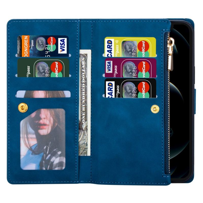 Capa De Couro Para Samsung Galaxy Z Fold 3 5G Com Porta-moedas