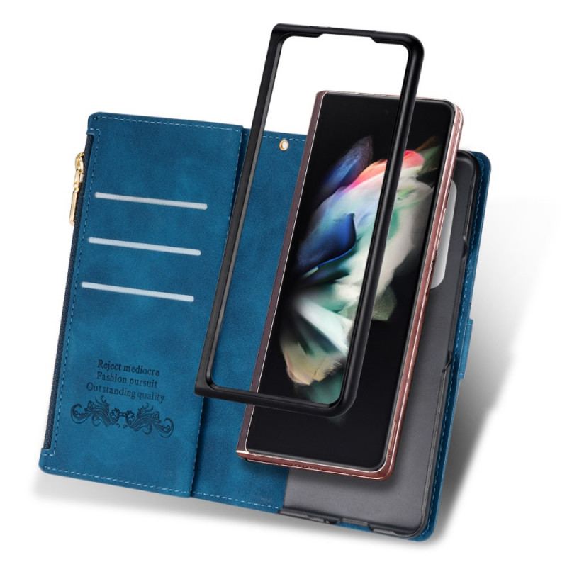 Capa De Couro Para Samsung Galaxy Z Fold 3 5G Com Porta-moedas