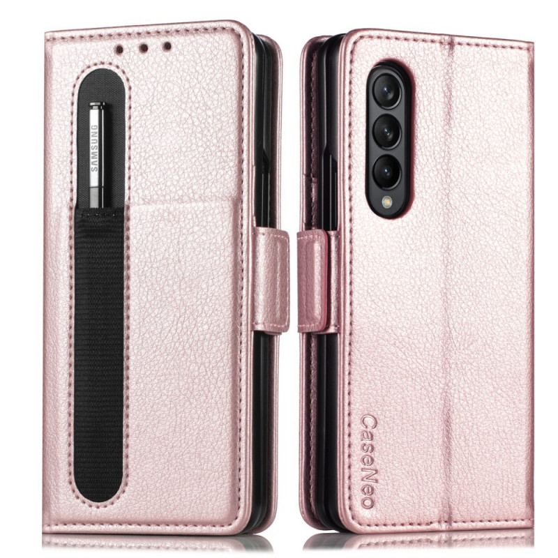 Capa De Couro Para Samsung Galaxy Z Fold 3 5G Efeito Couro Caseneo