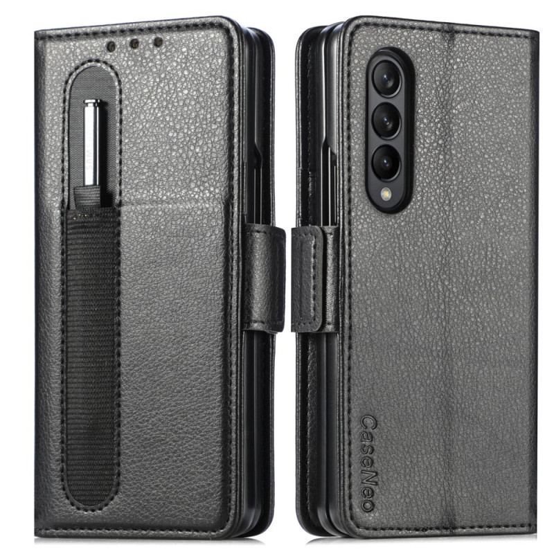 Capa De Couro Para Samsung Galaxy Z Fold 3 5G Efeito Couro Caseneo