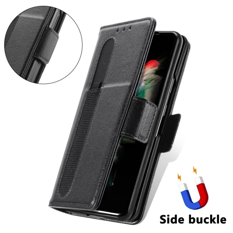 Capa De Couro Para Samsung Galaxy Z Fold 3 5G Efeito Couro Caseneo