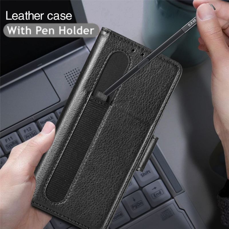 Capa De Couro Para Samsung Galaxy Z Fold 3 5G Efeito Couro Caseneo