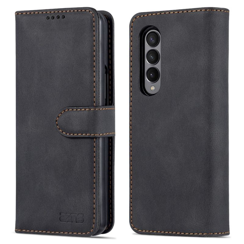 Capa De Couro Para Samsung Galaxy Z Fold 3 5G Estilo De Couro Azns