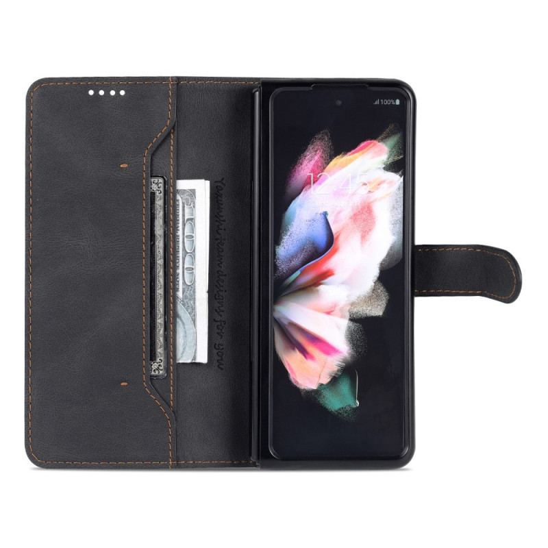 Capa De Couro Para Samsung Galaxy Z Fold 3 5G Estilo De Couro Azns