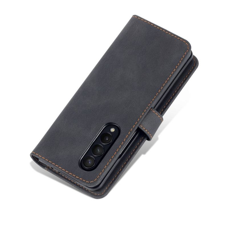 Capa De Couro Para Samsung Galaxy Z Fold 3 5G Estilo De Couro Azns