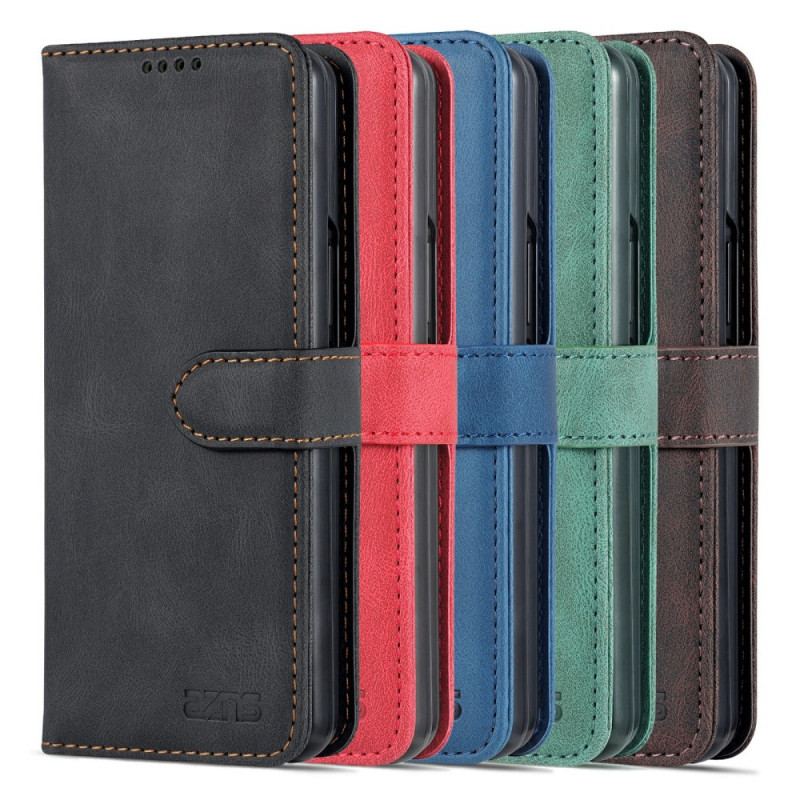 Capa De Couro Para Samsung Galaxy Z Fold 3 5G Estilo De Couro Azns