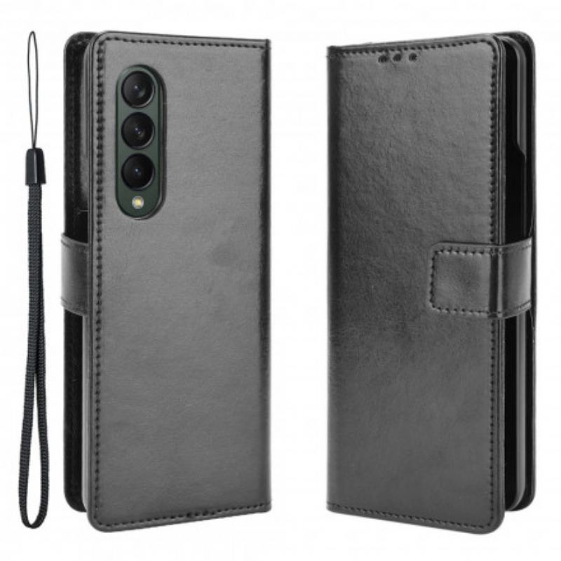 Capa De Couro Para Samsung Galaxy Z Fold 3 5G Couro Falso Chamativo