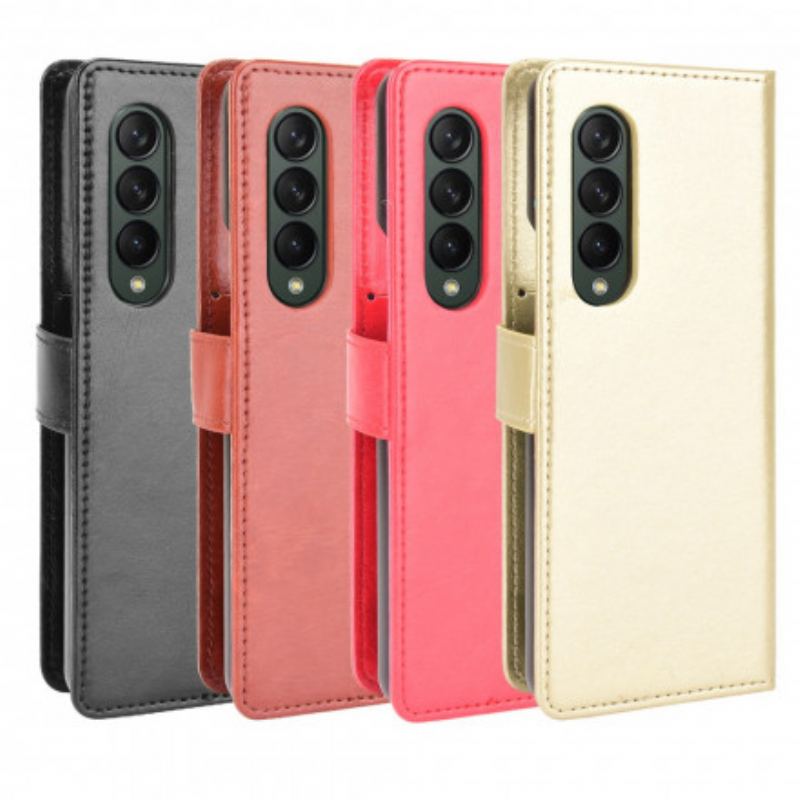 Capa De Couro Para Samsung Galaxy Z Fold 3 5G Couro Falso Chamativo