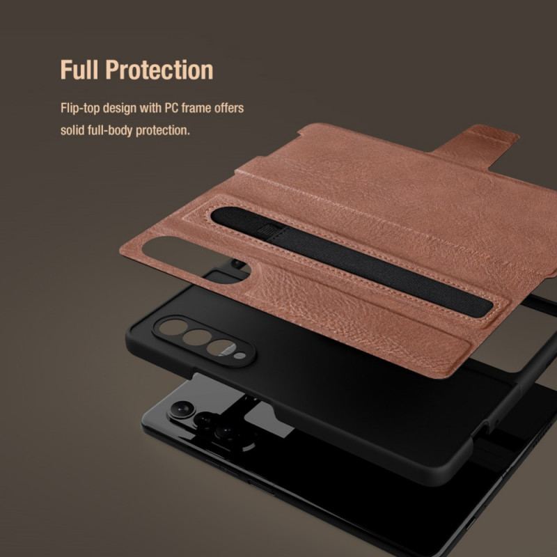 Capa De Couro Para Samsung Galaxy Z Fold 3 5G Couro Sintético Nillkin