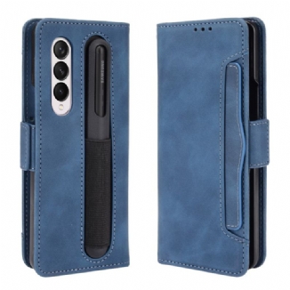 Capa De Couro Para Samsung Galaxy Z Fold 3 5G Suporte De Caneta De Primeira Classe