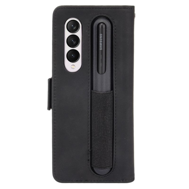 Capa De Couro Para Samsung Galaxy Z Fold 3 5G Suporte De Caneta De Primeira Classe