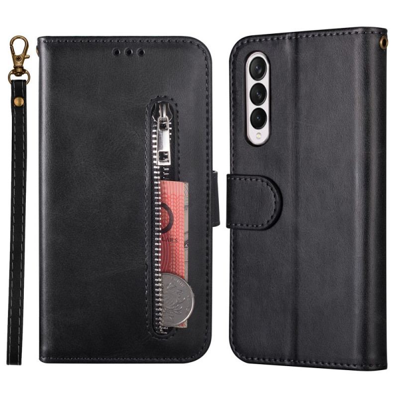 Capa Flip Para Samsung Galaxy Z Fold 3 5G Bolsa Com Cordão