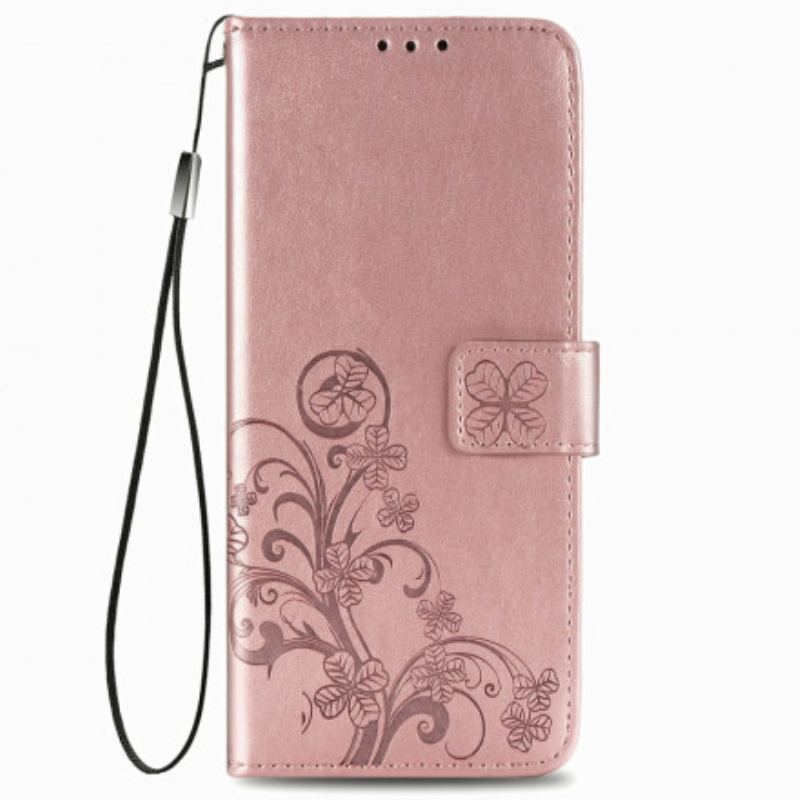 Capa Flip Para Samsung Galaxy Z Fold 3 5G Desenho De Flores Com Cordão