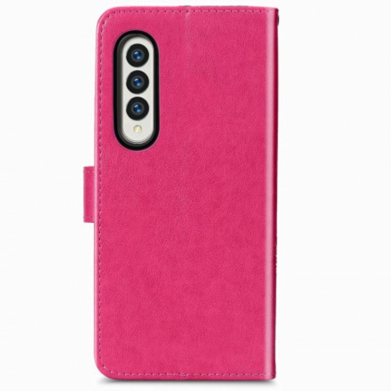 Capa Flip Para Samsung Galaxy Z Fold 3 5G Desenho De Flores Com Cordão