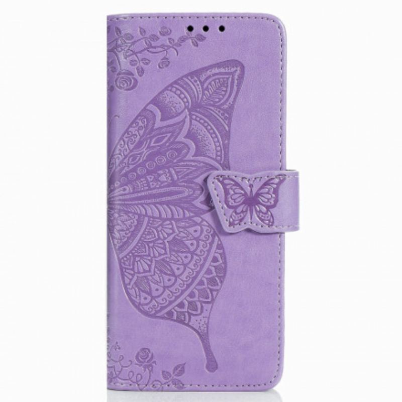 Capa Flip Para Samsung Galaxy Z Fold 3 5G Design De Borboleta Com Cordão