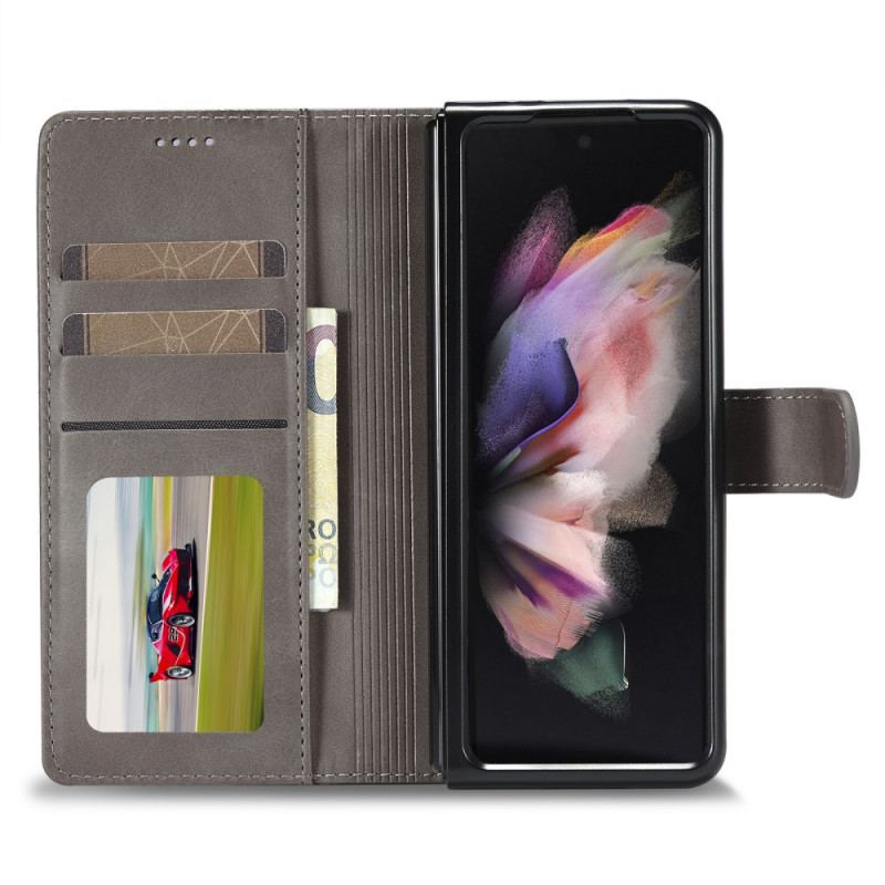 Capa Flip Para Samsung Galaxy Z Fold 3 5G Lc.imeeke Efeito Couro