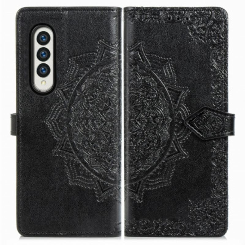 Capa Flip Para Samsung Galaxy Z Fold 3 5G Mandala Idade Média